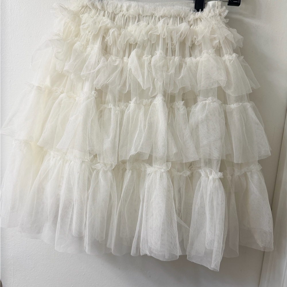 Elegant Cream Tulle A-Line Skirt - Picture 2 of 4